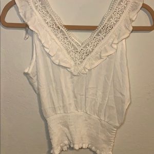 White crop lace top